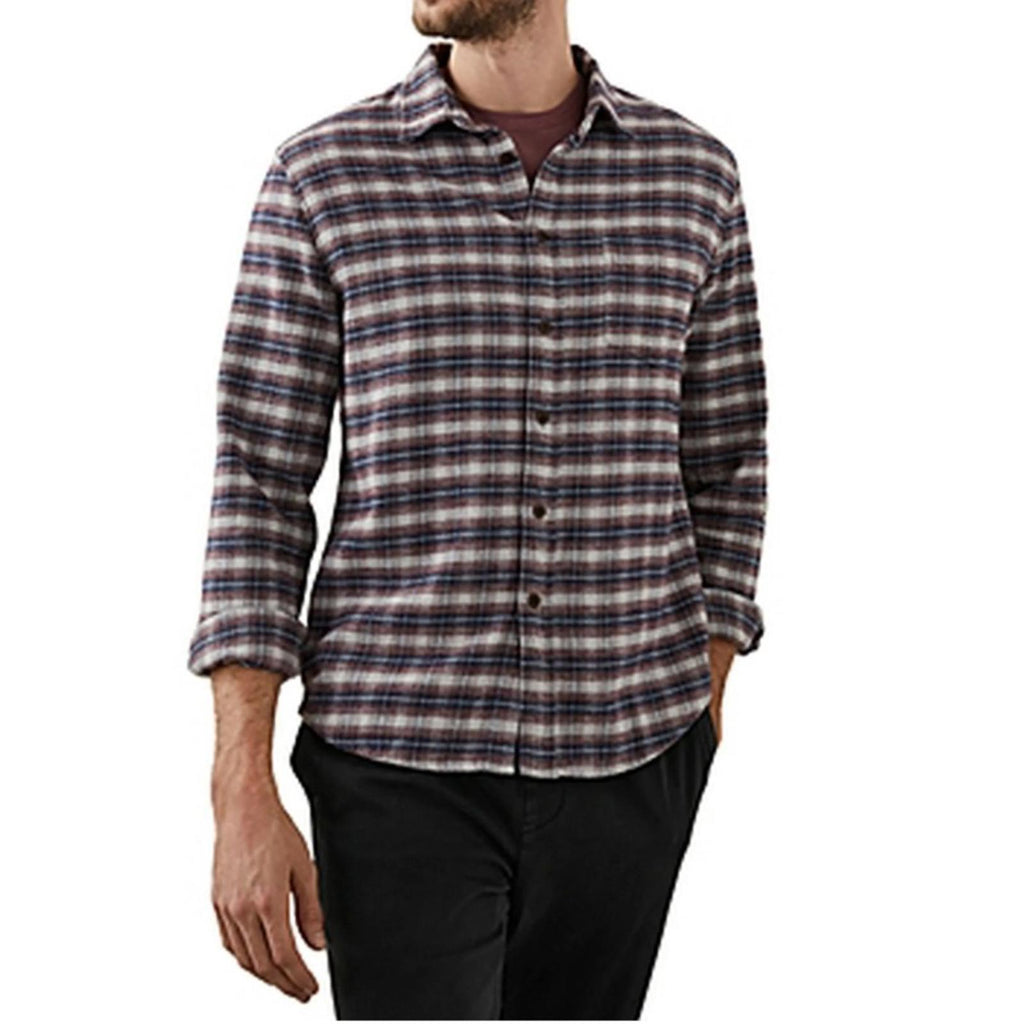 Rails Forrest Plaid Cotton Flannel Button-Up Shirt Dusk Berry Grey, Size S, NEW
