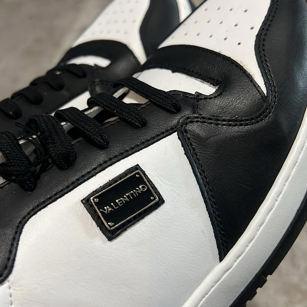 Valentino Oliver Leather Sneakers in Black/White Size 10.5 NEW w/Tag