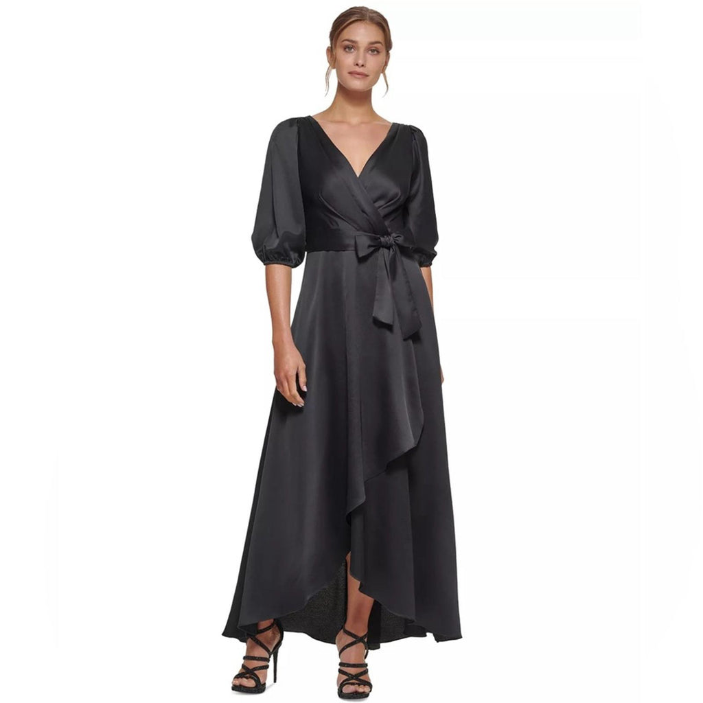 DKNY Balloon-Sleeve Satin Gown in Black, Size 6 New w/Tag Retail $229
