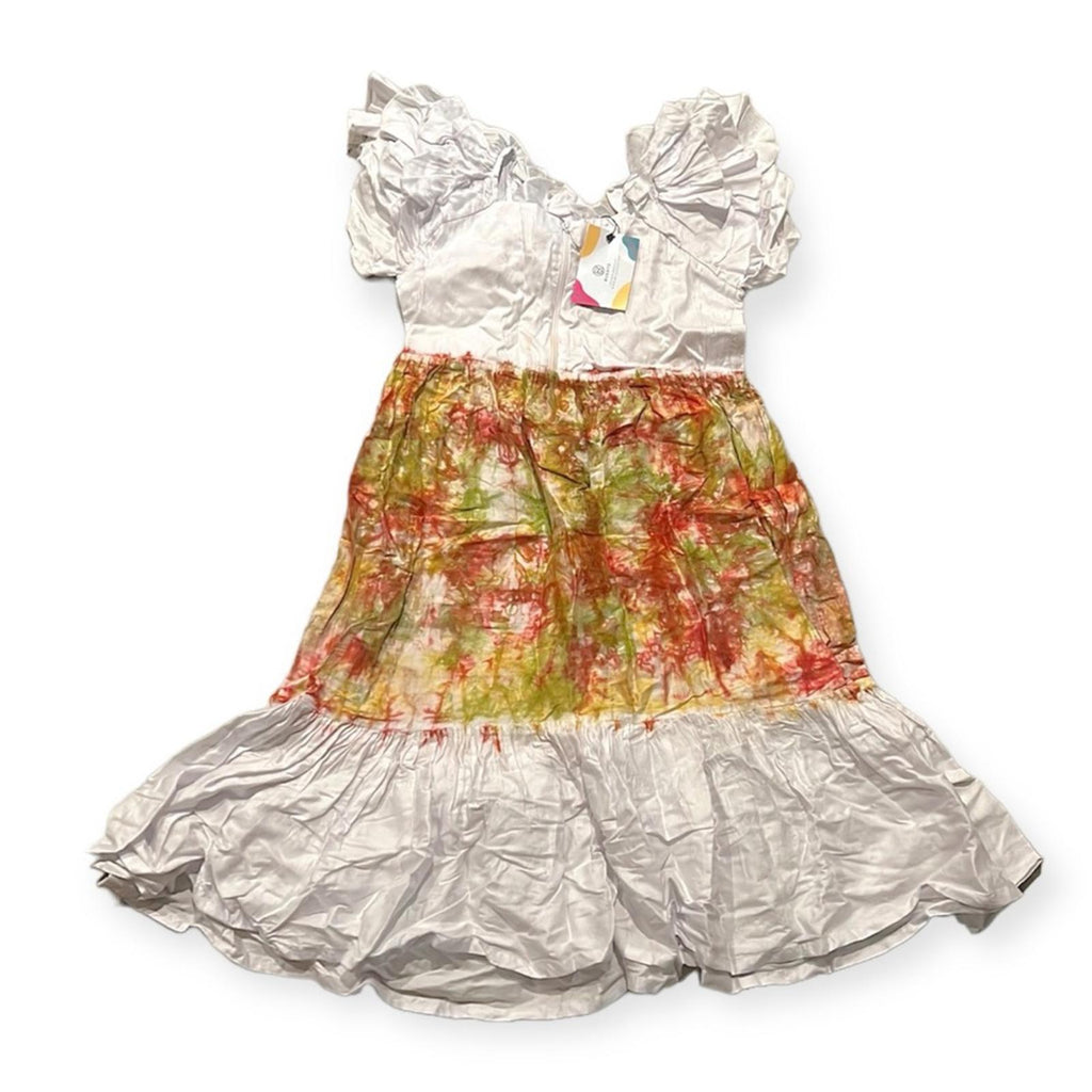 New BUSAYO Folake Midi Dress, White Multi Size M New w/Tag Retail $435 SOLD OUT!