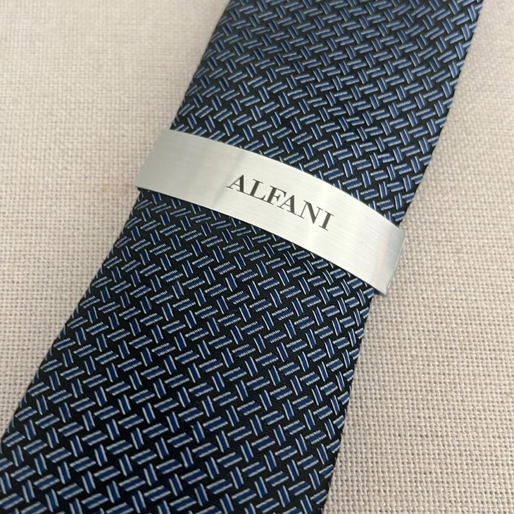 ALFANI Silk Kingsley Printed Tie, Navy New w/Tag