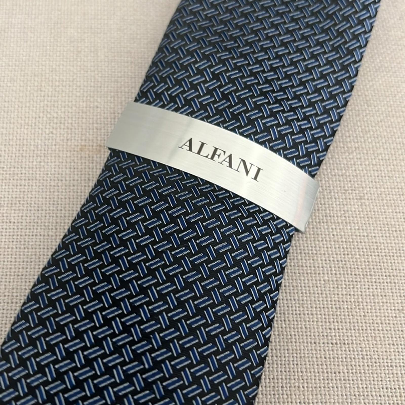 ALFANI Silk Kingsley Printed Tie, Navy New w/Tag
