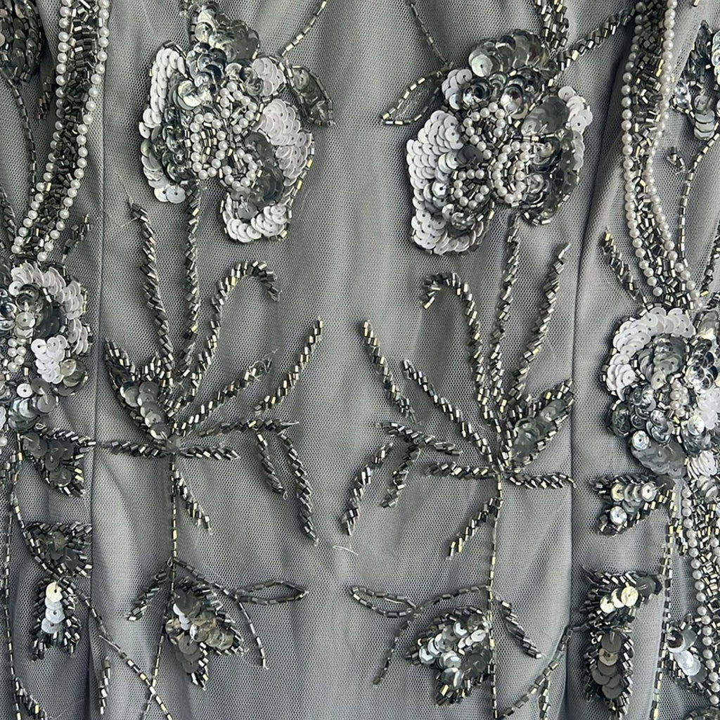 Adrianna Papell Embellished Sheath Dress in Bridal Silver, NEW, Size 4 $249