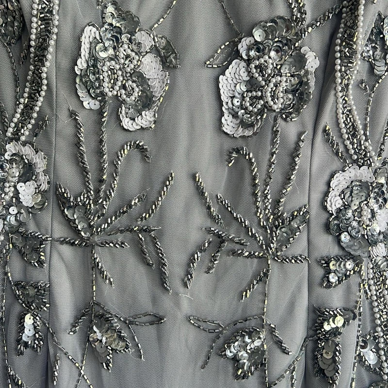 Adrianna Papell Embellished Sheath Dress in Bridal Silver, NEW, Size 4 $249