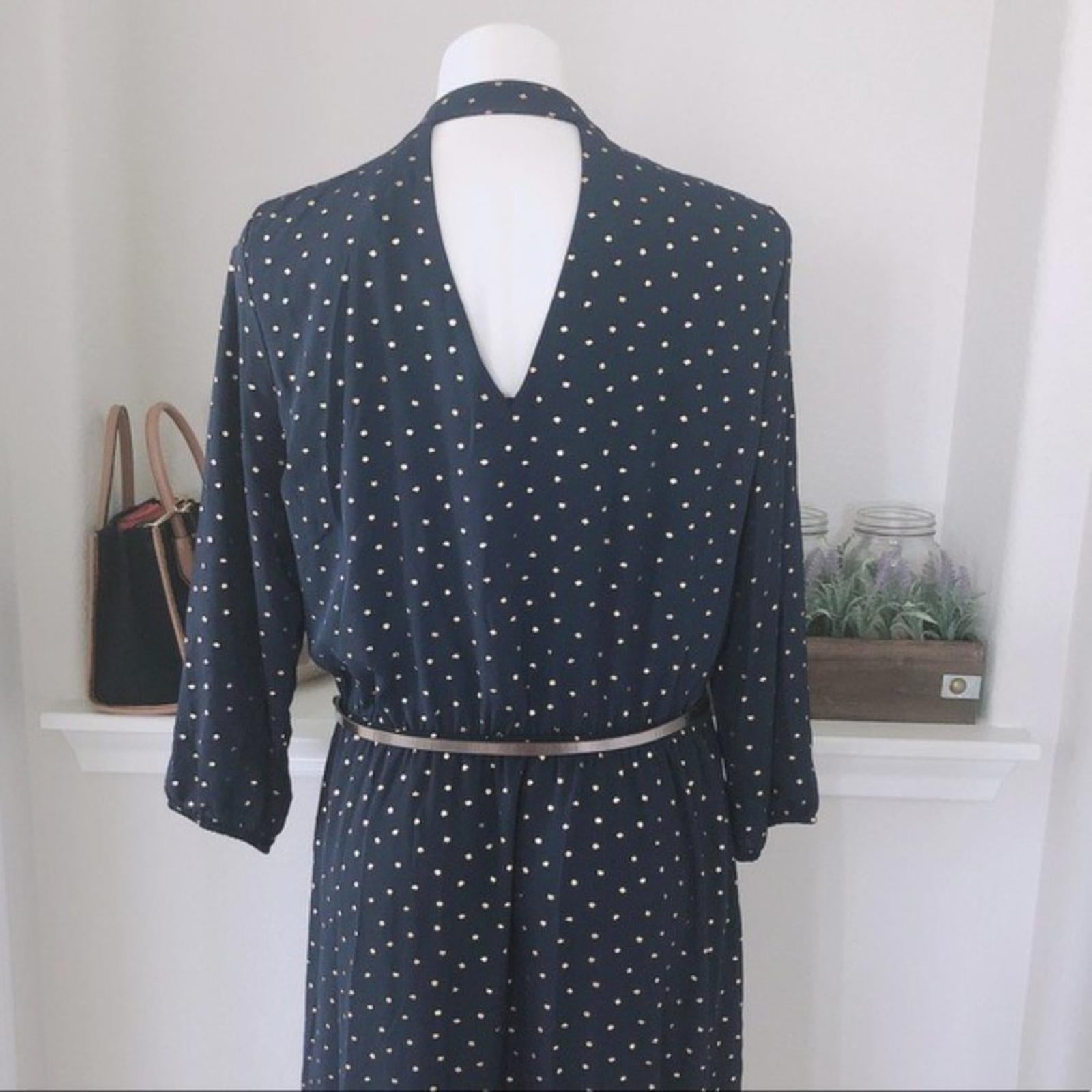 Laundry Faux Wrap Hi-Low Hem Maxi Dress in Navy/Gold Stars, NWT