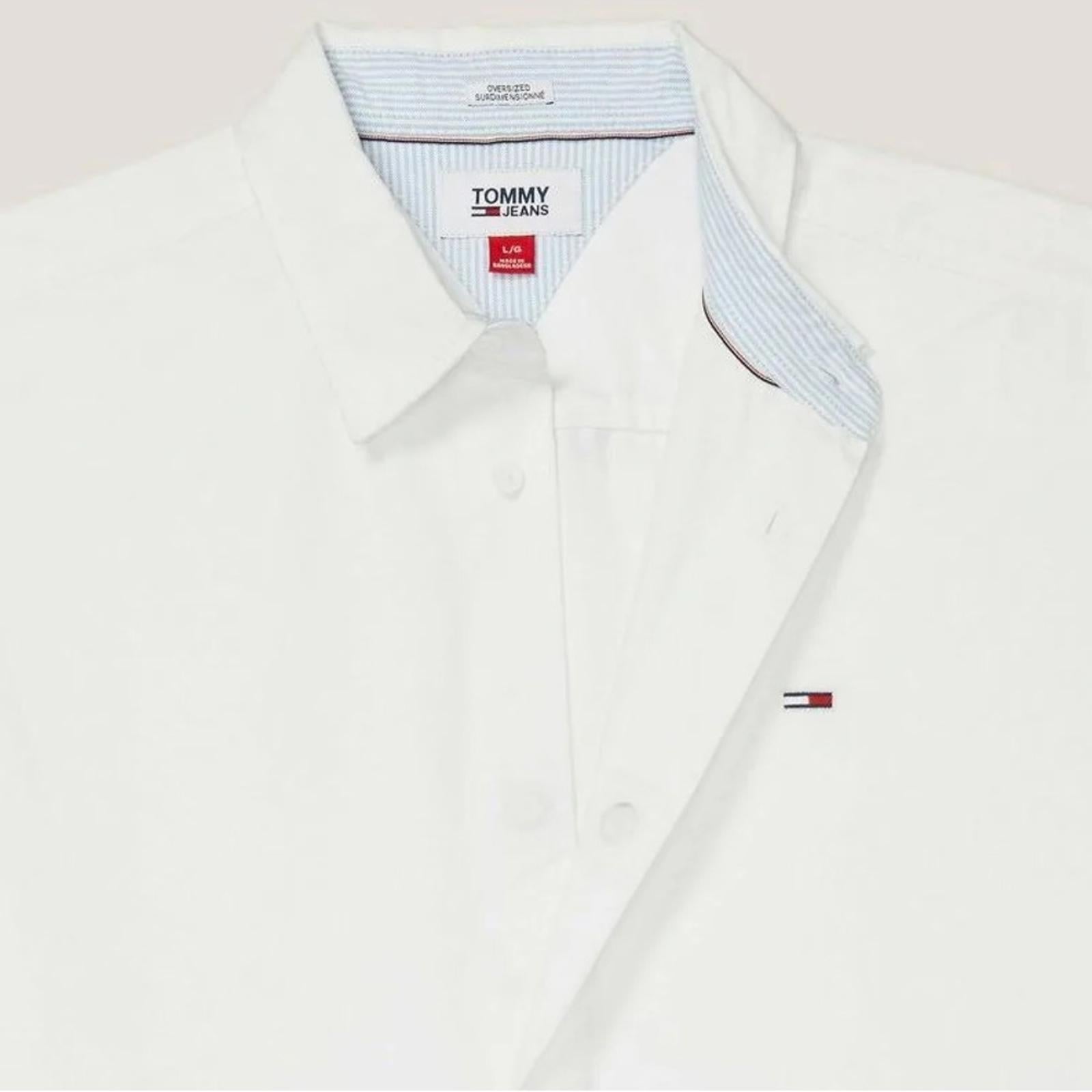 Tommy Hilfiger Adaptive Archive Color-Blocked Relaxed Shirt, White Size S NWT