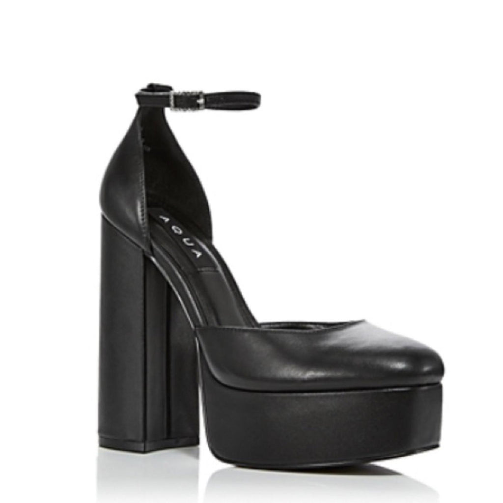 Aqua Bloomingdale’s Lisa Ankle Strap Platform Sandals in Black, Size 9 New $138