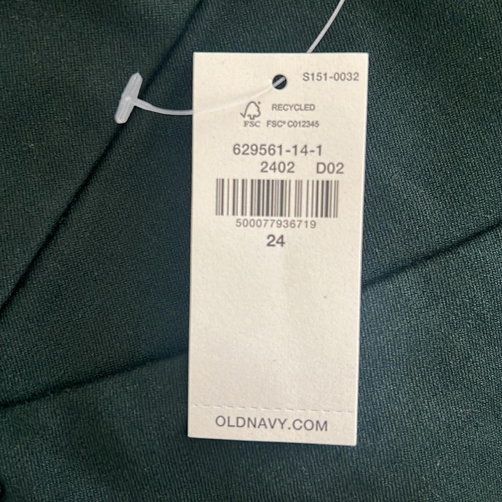 Old Navy Green High-Rise Pixie Skinny Ankle Pants Never-Fade, Size 24