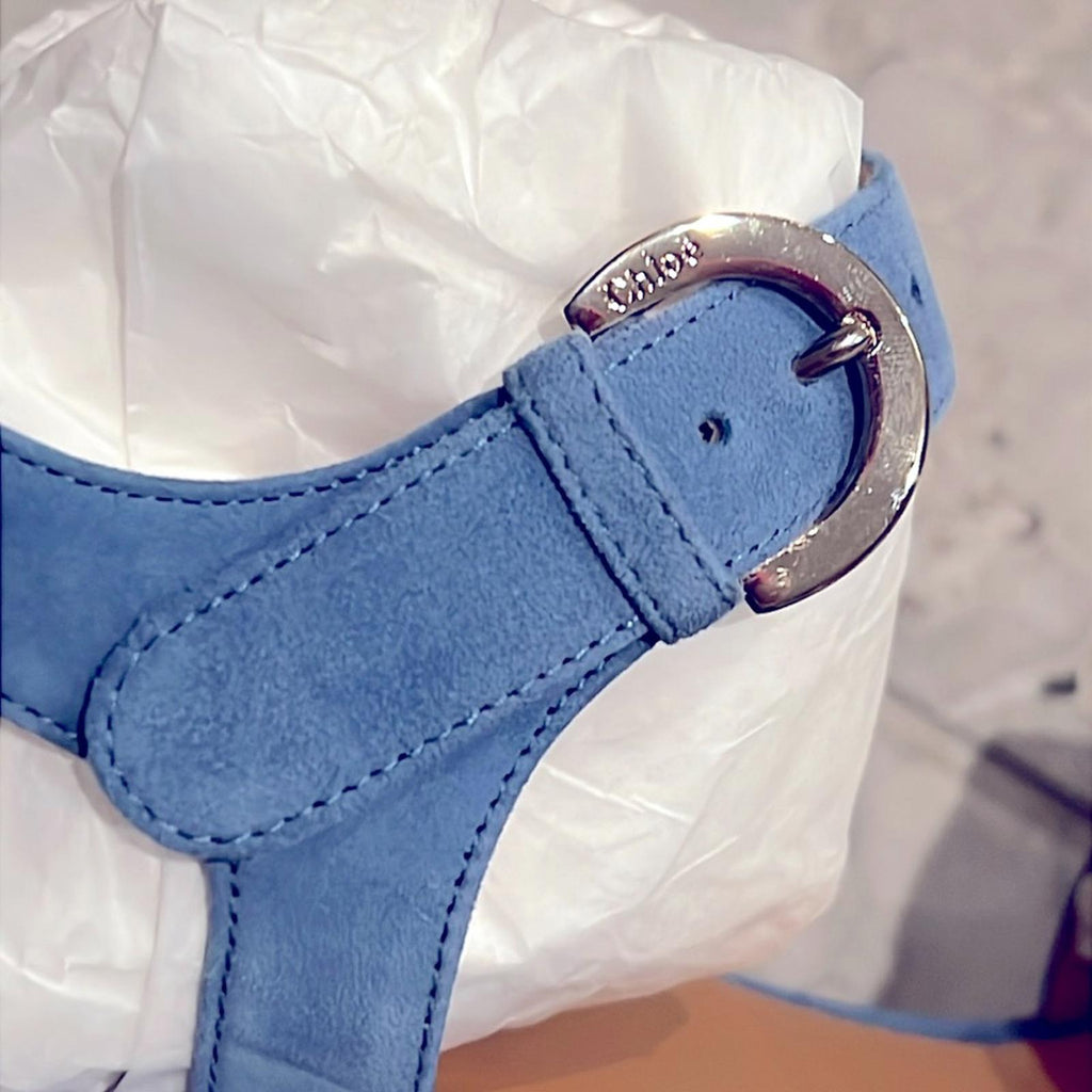 Chloé Odina Blue High Heel Platform Sandals, Size 38 NEW +2 DustBags