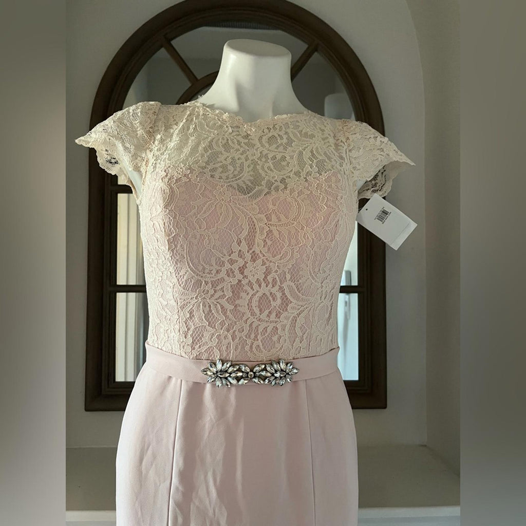 Jenny Packham Lace & Crepe Column Gown in Blush Pink, Size 4, New w/Tag $290
