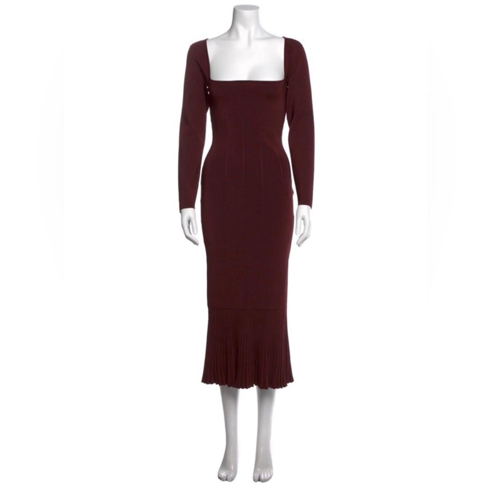 Galvan London BURGUNDY Atalanta Midi Dress, Size XL New w/Tag Retail $950