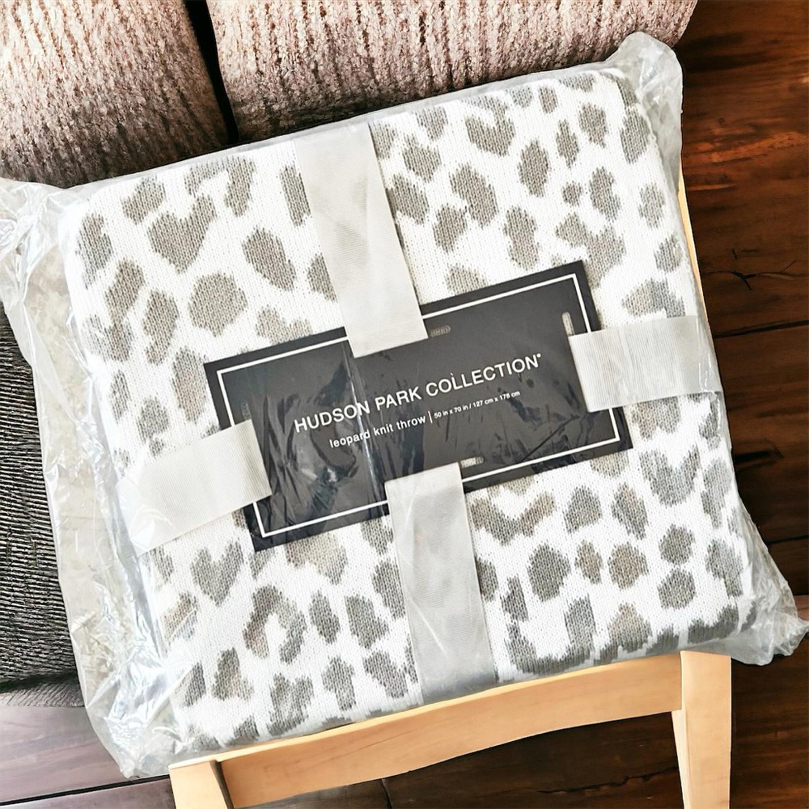 Hudson Park Leo Print Knit Throw, Size 50”x70” New w/Tag Retail $140