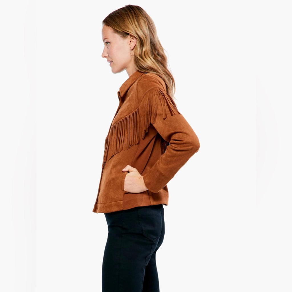 NIC+ZOE Plus Faux Suede Fall Fringe Jacket, Size 2X New w/Tag