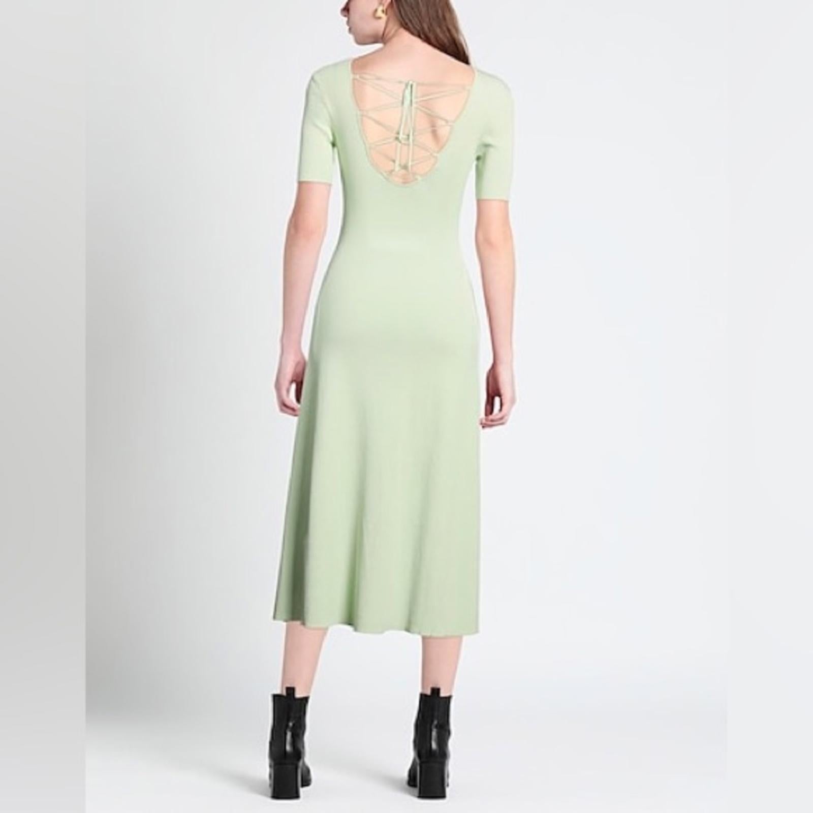 Maje Tie-Back Midi Dress in Green, Size EU 38/ US M, New w/Tag $415