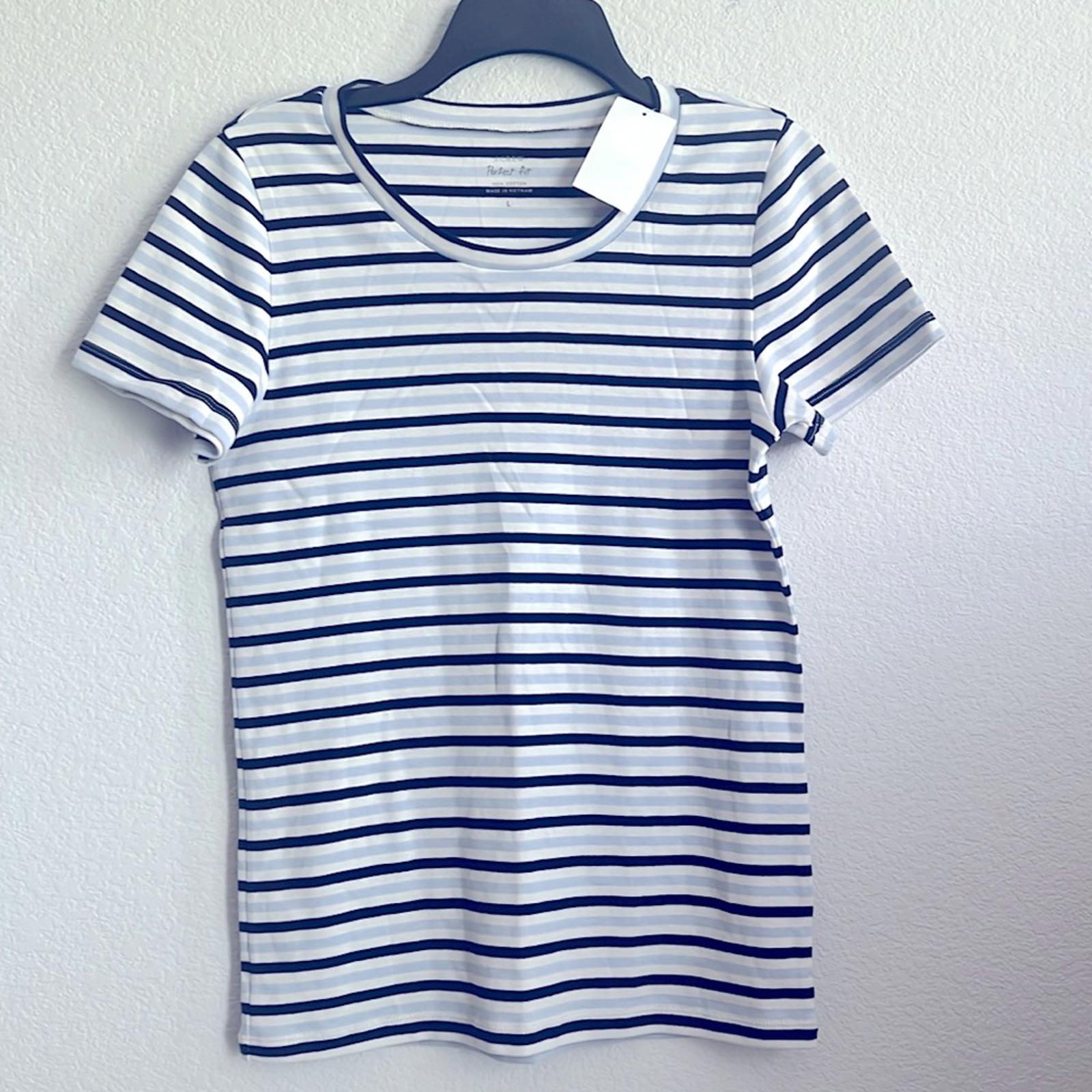 J.Crew Perfect Fit 1X1 Ribbed Stripe T-Shirt, Size L