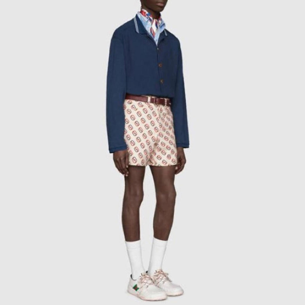 Gucci SS21 Long Sleeves Polo Heavy Cotton Jersey Shirt in Autumn Blue NWT $1,200