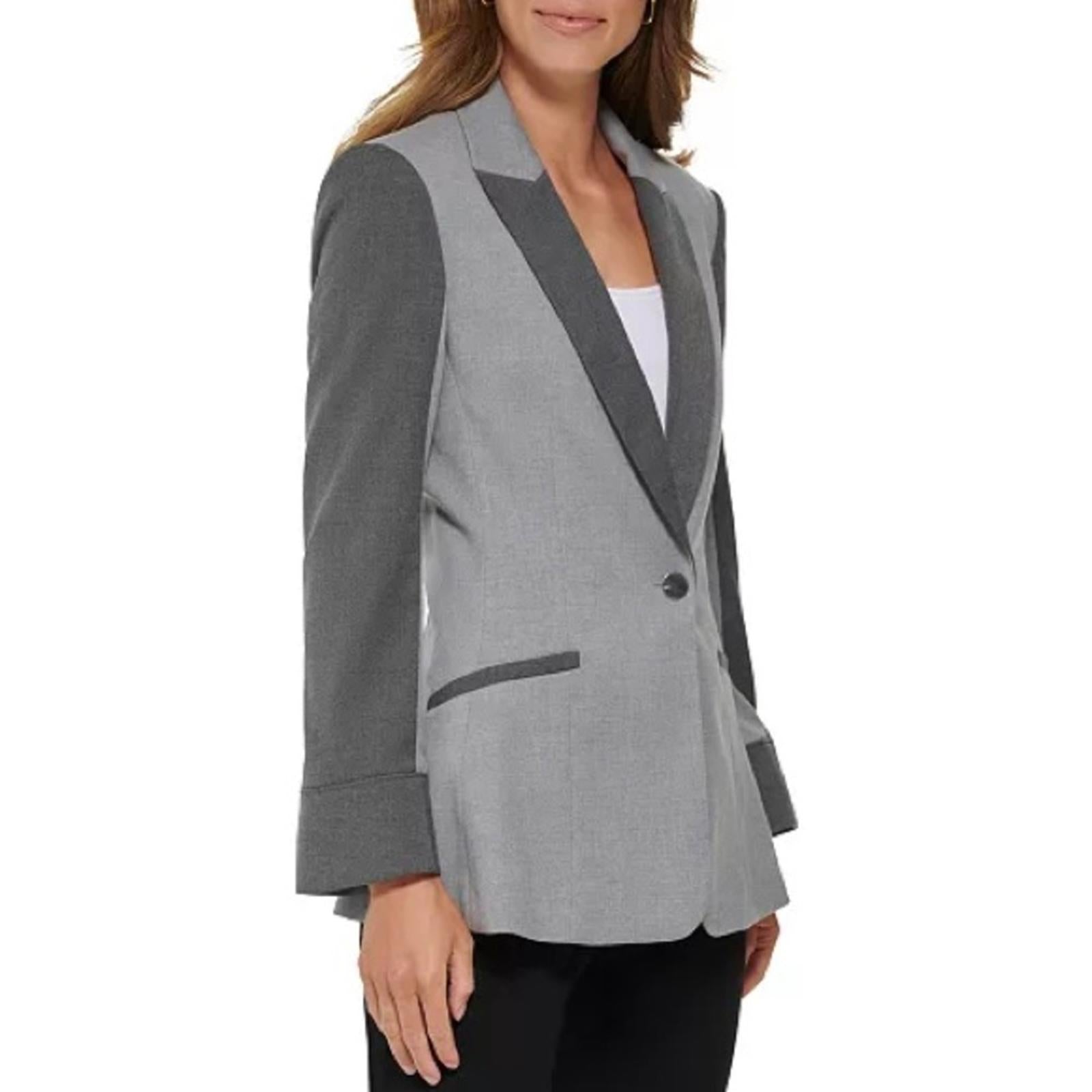 DKNY Two Tone Single Button Blazer in Gray, NWT, Size 8 $159