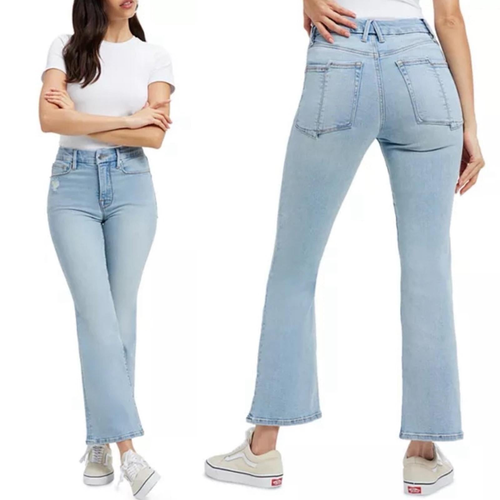 Good American GLC High Rise Mini Bootcut Jeans in Indigo, NWT, Size 16