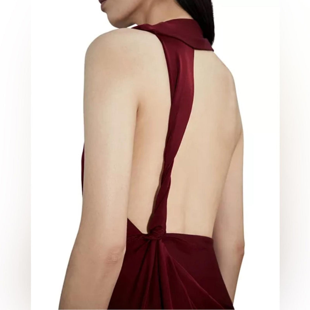 Et Ochs Valentina Open Back Gown Halter Evening Dress, Crimson, Size 8 NWT $1695