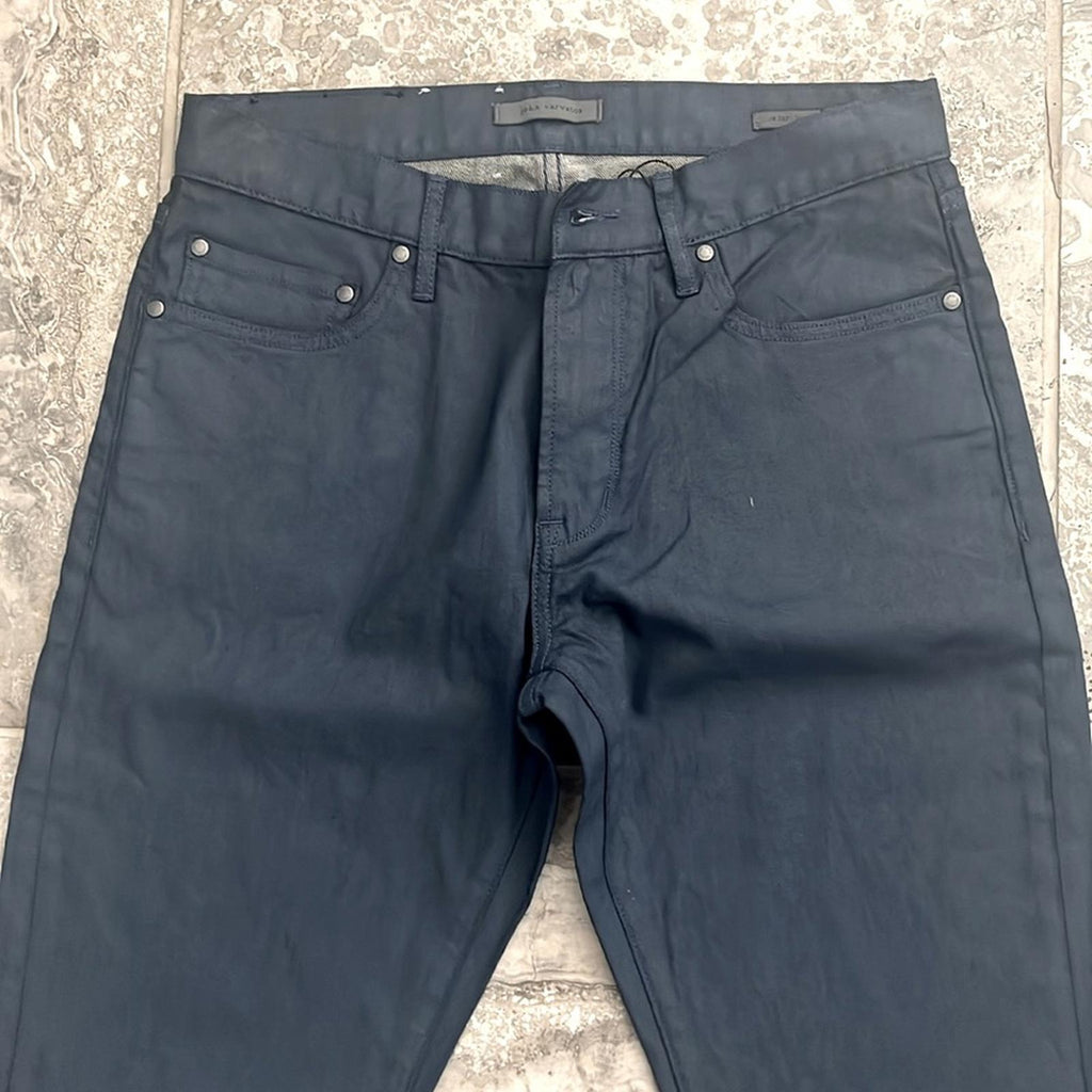 John Varvatos Coated Navy Jeans, Size 31 New w/Tag $368