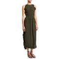 See by Chloé Dot-Print Halter Ruffle Dress, Black/Yellow Size FR40/M/8 New w/Tag