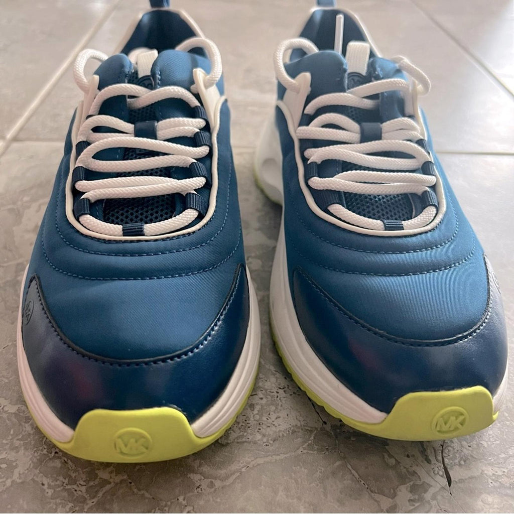 Michael Kors Dara Color-Block Nylon Trainers, River Blue Size 8.5M Retail $195