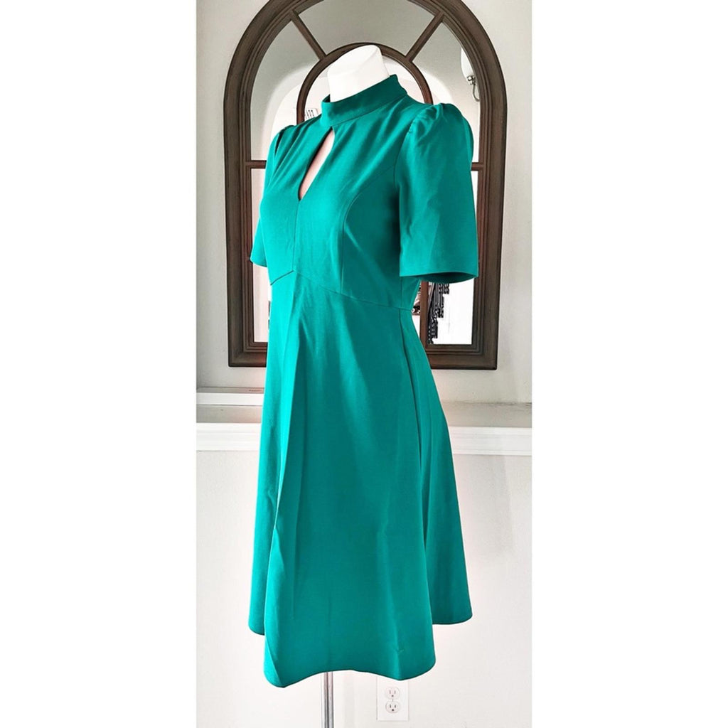 NEW London Times Keyhole Short Sleeve Fit & Flare Crepe Dress Size 8 Retail $118