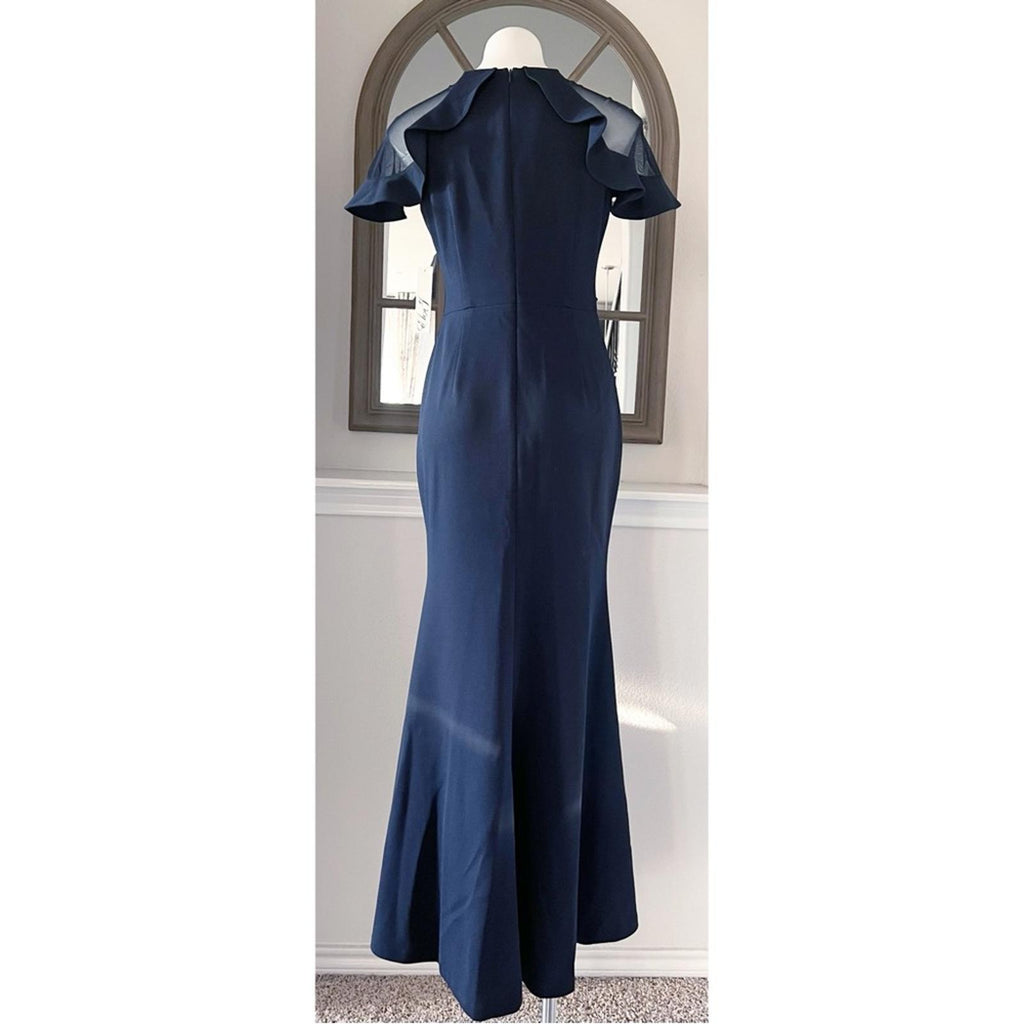 Eliza J. Mush Flutter Sleeve Maxi Dress in Navy, Size 6, NEW