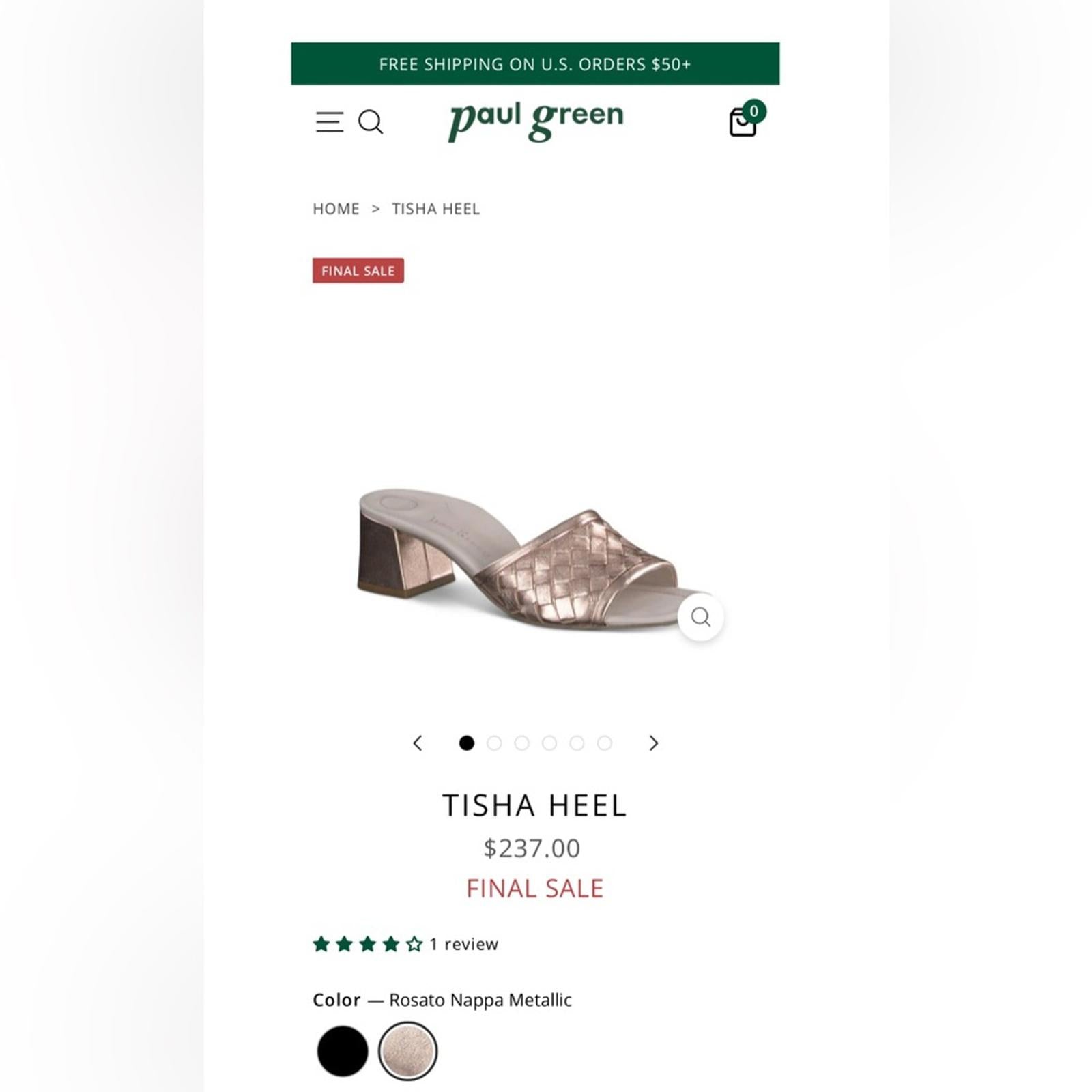 Paul Green Tisha Heel in Rosato Nappa Metallic, Size UK 5.5 US 8 EXCELLENT!