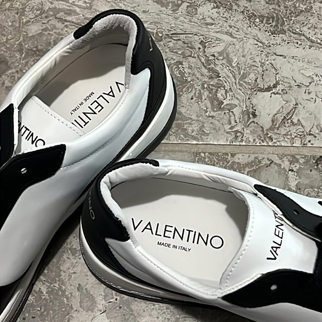 Valentino Oliver Leather Sneakers in Black/White Size 10.5 NEW w/Tag