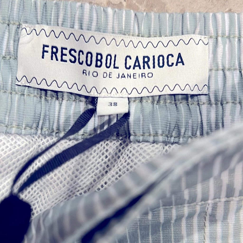 NWT Frescobol Carioca Copacabana Sombra Print Swim Shorts, Size 38 Retail $245
