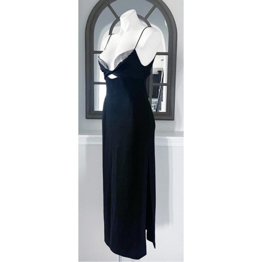 Galvan London Crystal Bustier Dress in Black Size US10 FR42 UK10 NEW w/Tag $1895