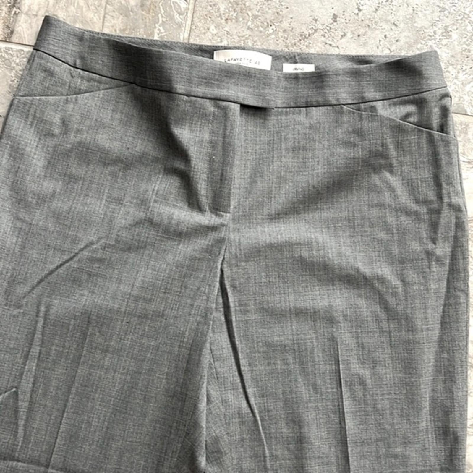 NEW Lafayette 148 NY Irving Straight Leg Dress Pants Grey, Size 12 NWOT $598