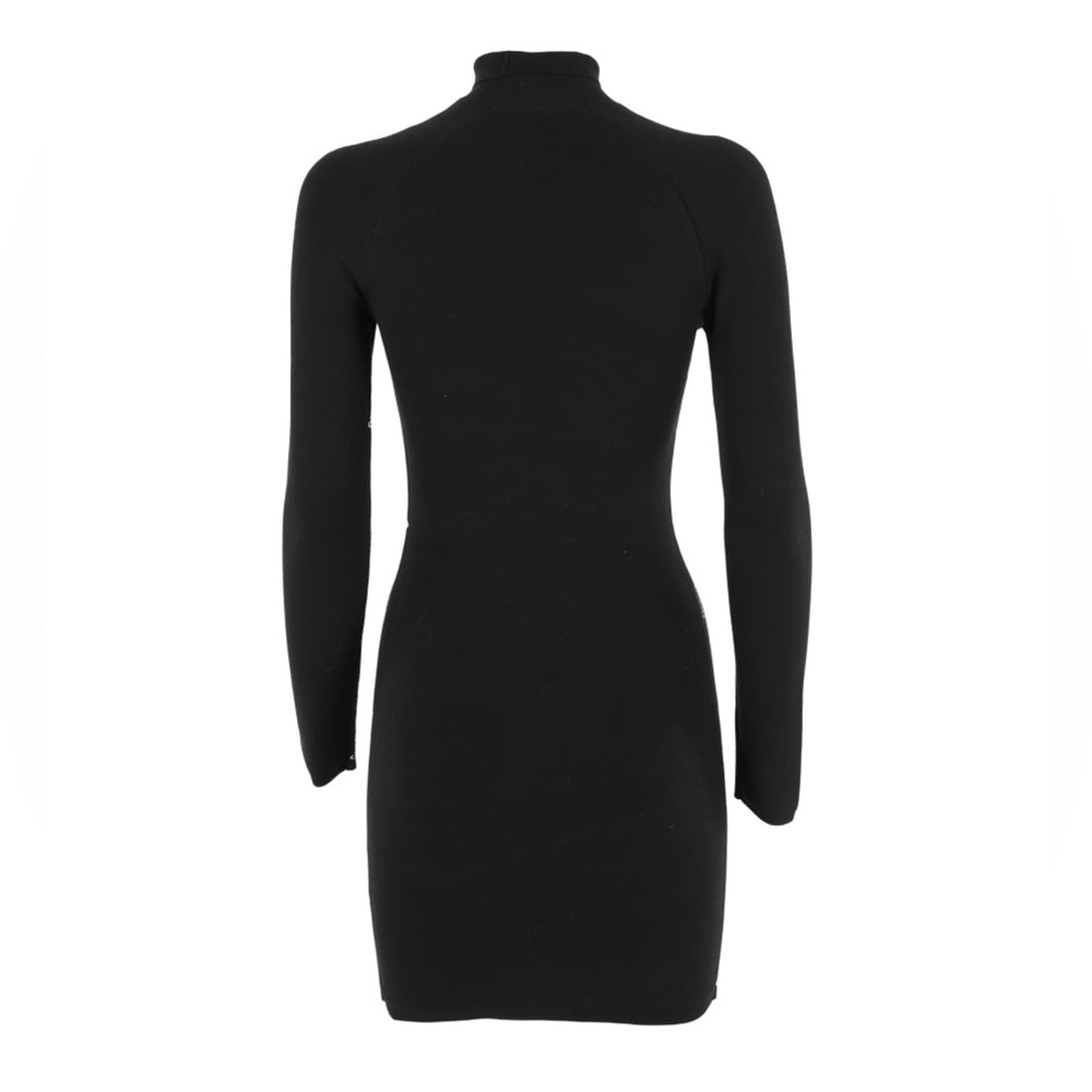 Alexander Wang Bodycon LS Turtleneck Dress w/Logo Jacquard Trim Size L NEW wTag
