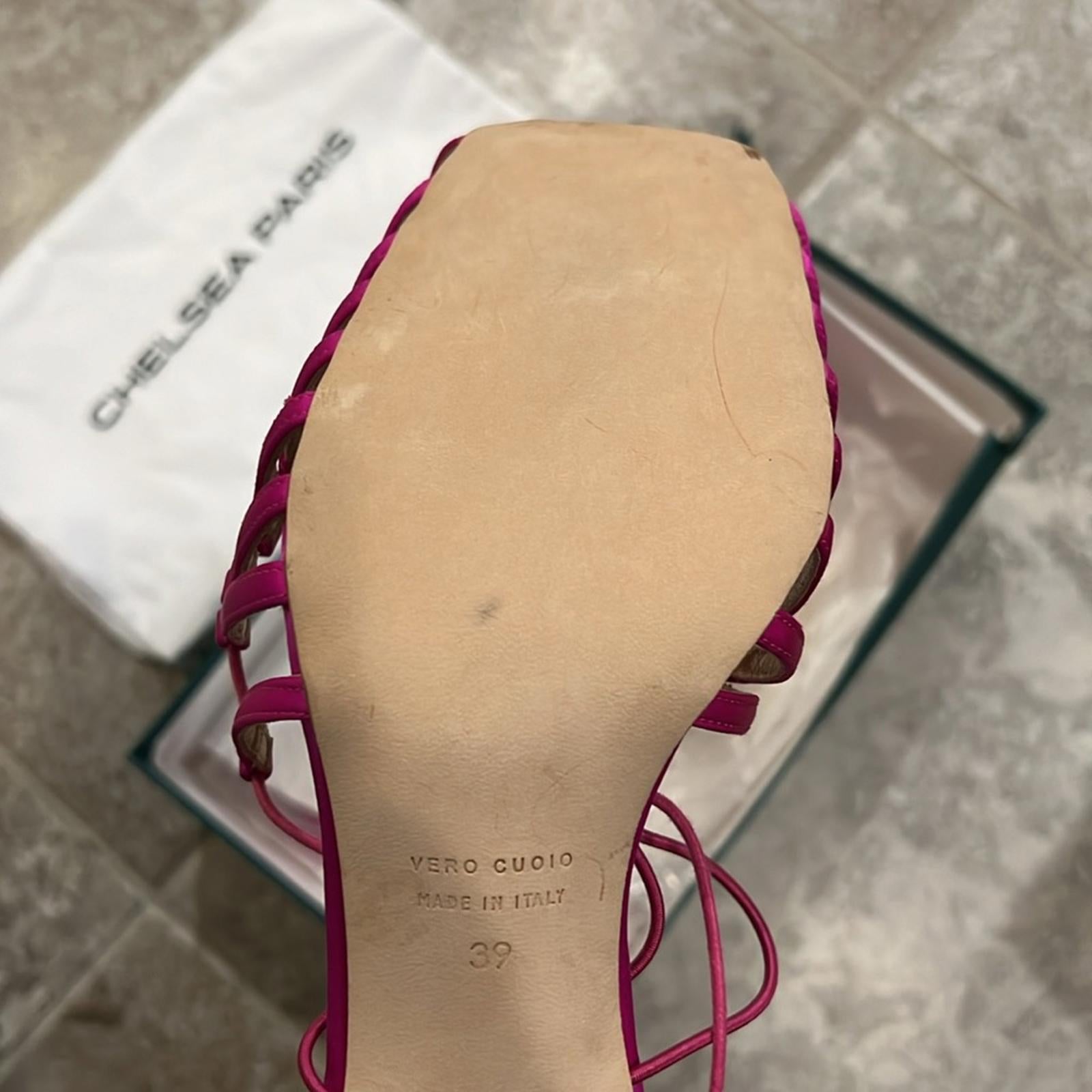 Chelsea Paris Orchid Pink Strappy Heels, Size 39 Retail $595 New in Box