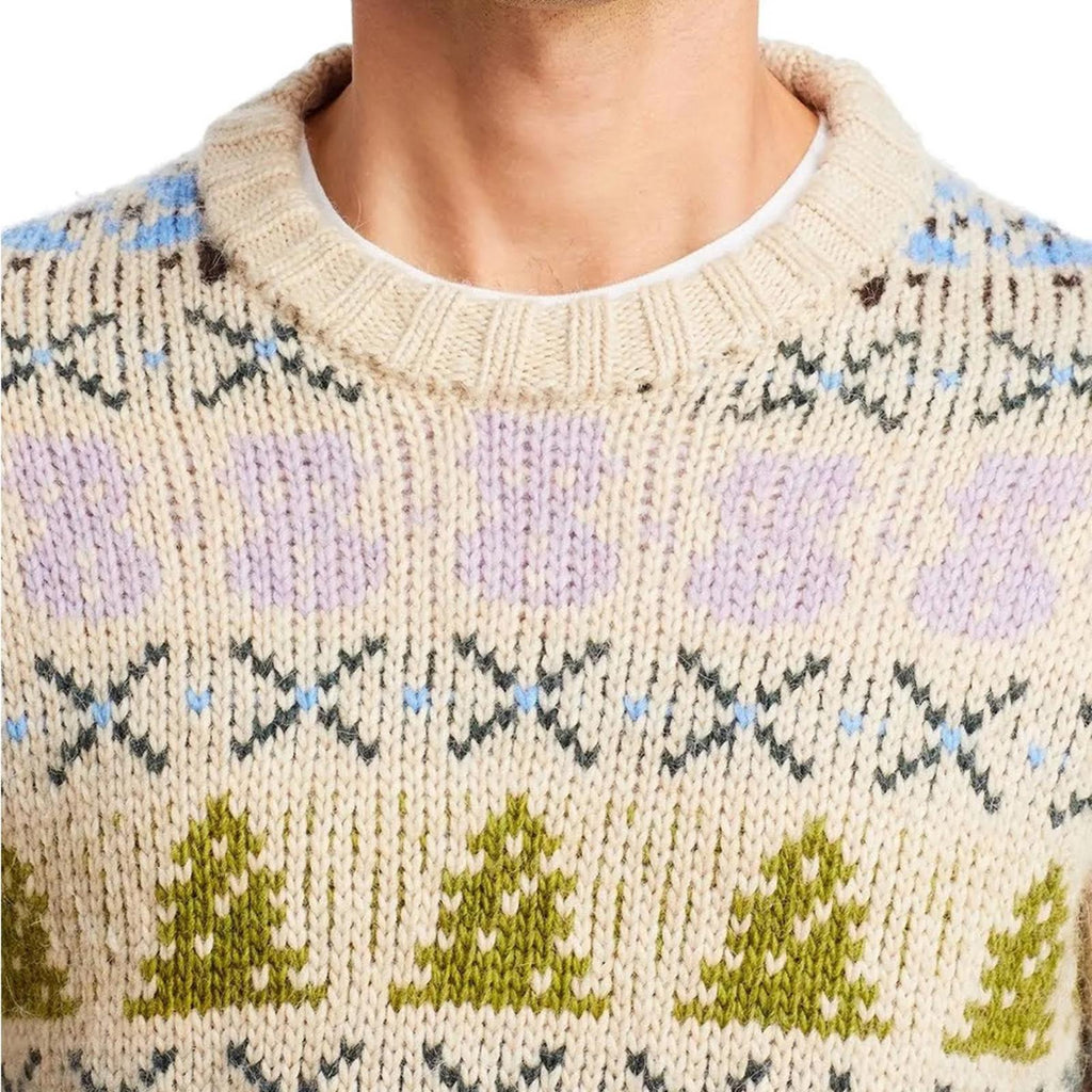 NN07 Stein Wool-Alpaca Blend Crewneck Sweater in Ecru Multi Size XL NWT $370