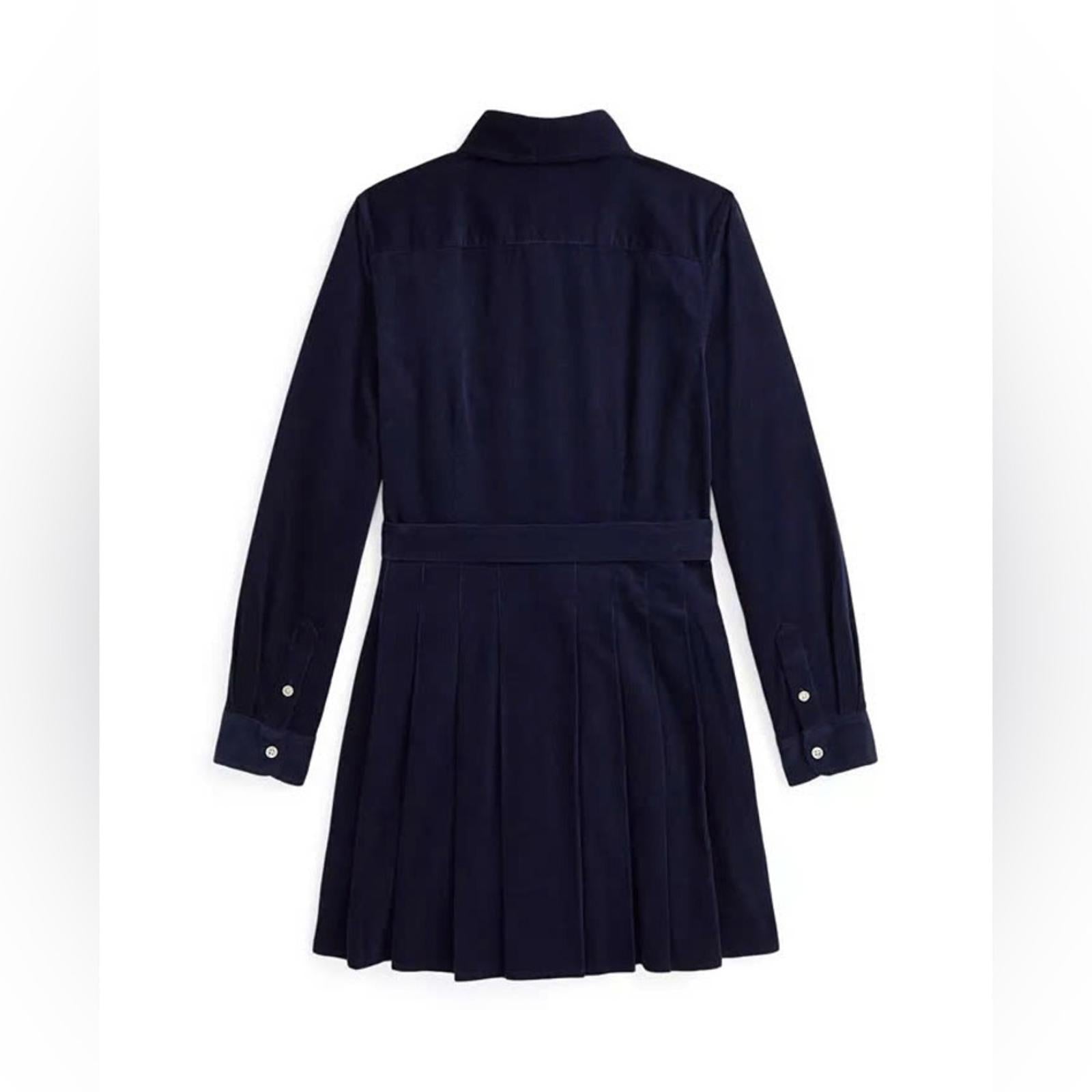 Polo Ralph Lauren Belted Pleated Corduroy Shirtdress in Navy, NWT, Size 10