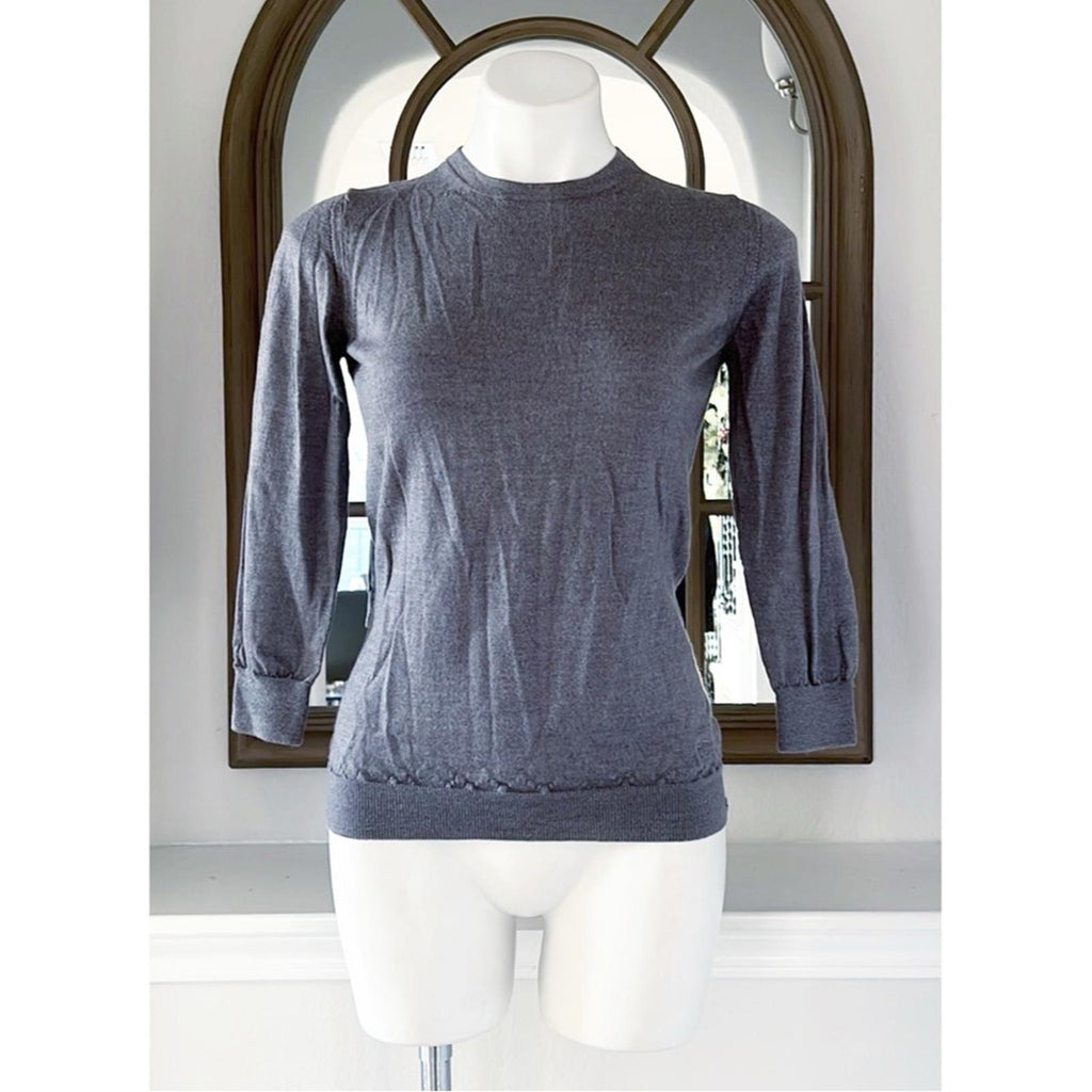 Burberry London Crewneck 3/4 Sleeve Sweater in Grey, Size M