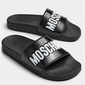 Moschino Logo-Print Slides in Black Size 35 New in Box w/DustBag