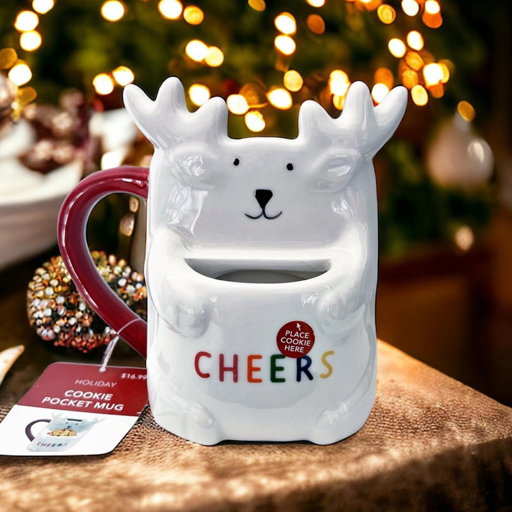 HOLIDAY Cookie Pocket “CHEERS” Mug , New with Tag
