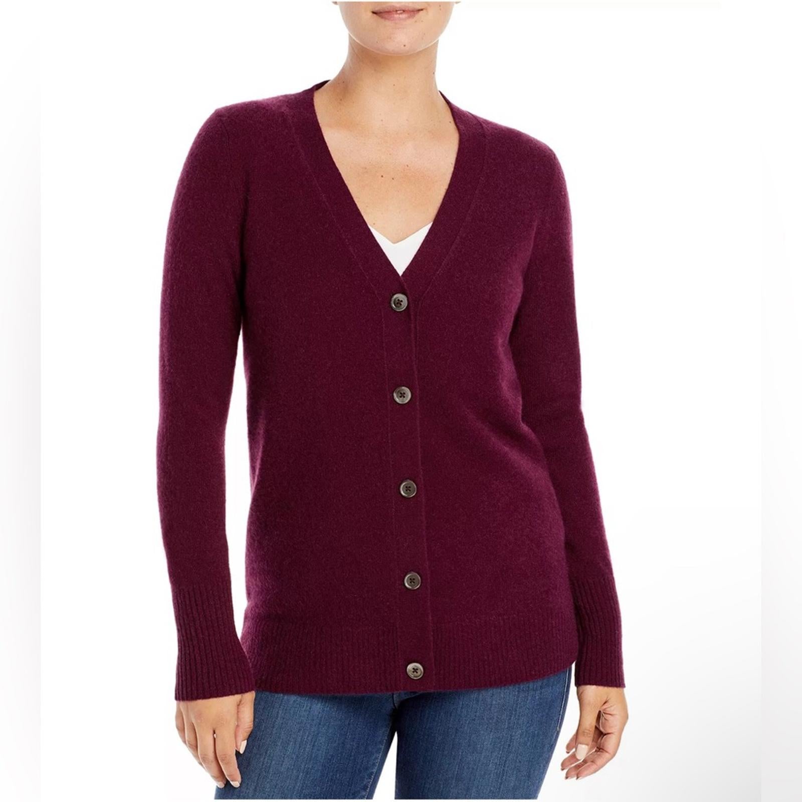 Cashmere Grandfather Cardigan in Burgundy from C by Bloomingdale's Size XS NWT