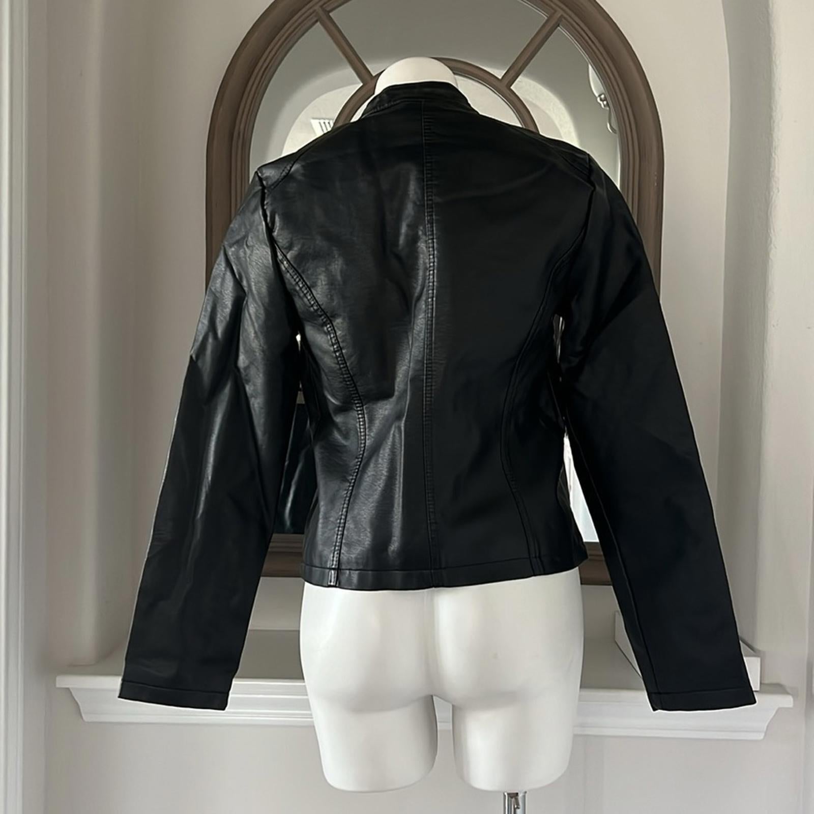 NEW LOOK Faux Leather Jacket in Black+Gold Tone Hardware, Size XL  New w/o Tag