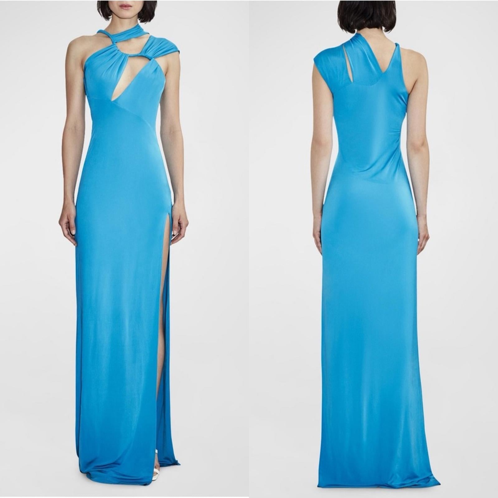Et Ochs x Revolve June Cutout Ruched Gown in Cyan Blue Size 6 New w/Tag $1,695