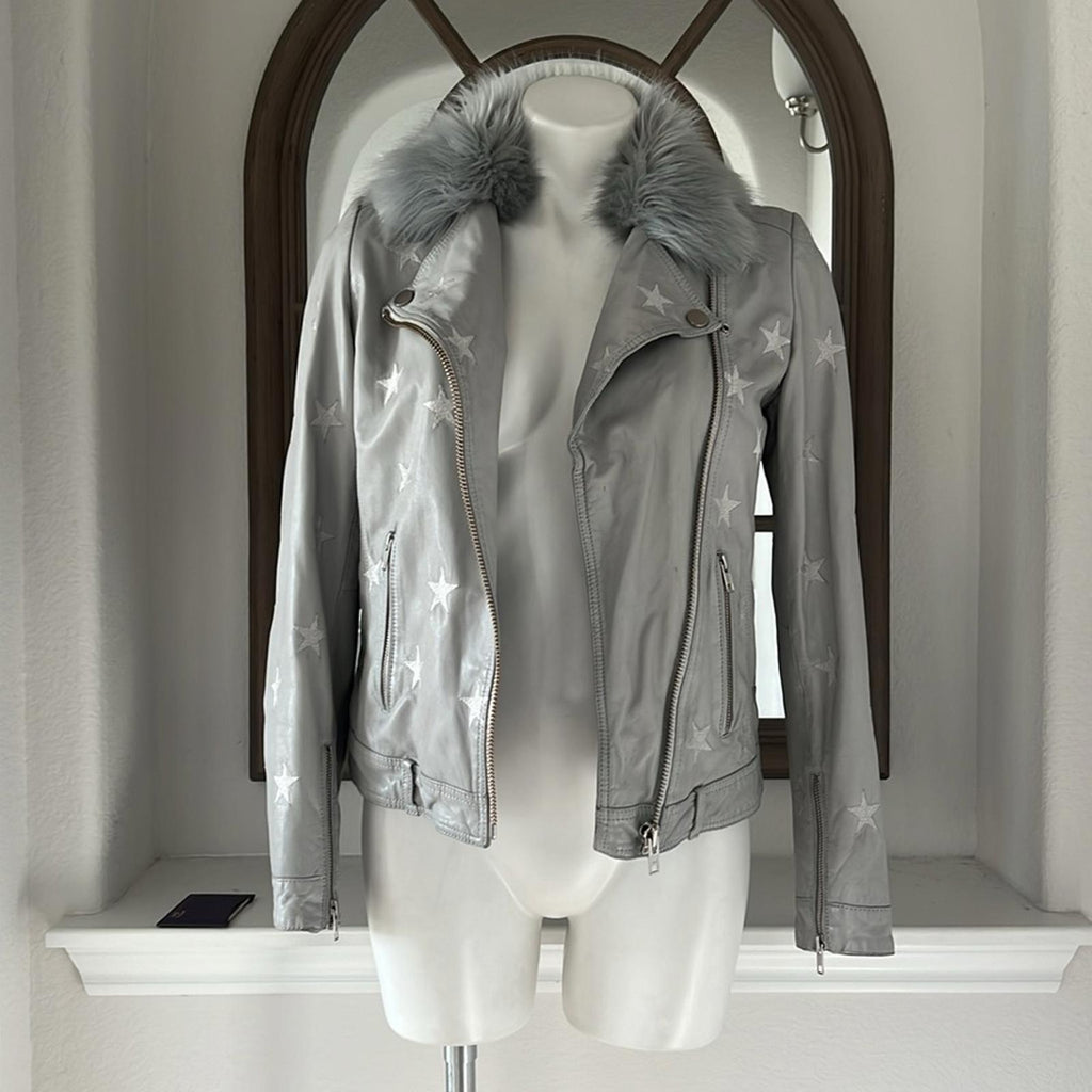Samantha Sipos Seeing Stars Lambskin Leather Jacket, Size Small Retail $1,895