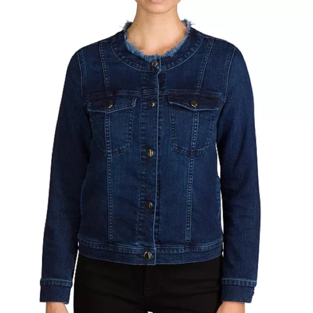 JEN7 by 7 For All Mankind Collarless Denim Jacket with Frayed Detail Size 3X NWT