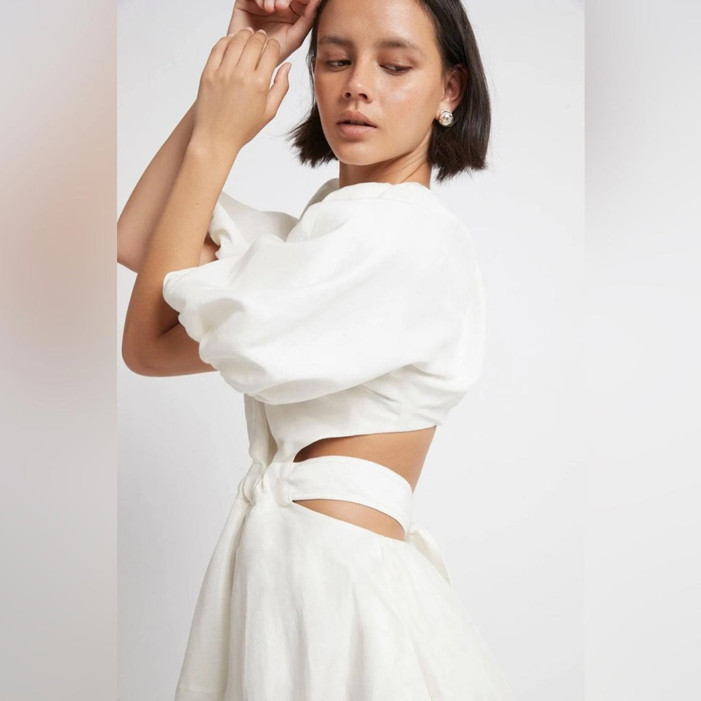 New AJE Mimosa Cut-Out Midi Dress in White, Size AU6 US2 New w/o Tag