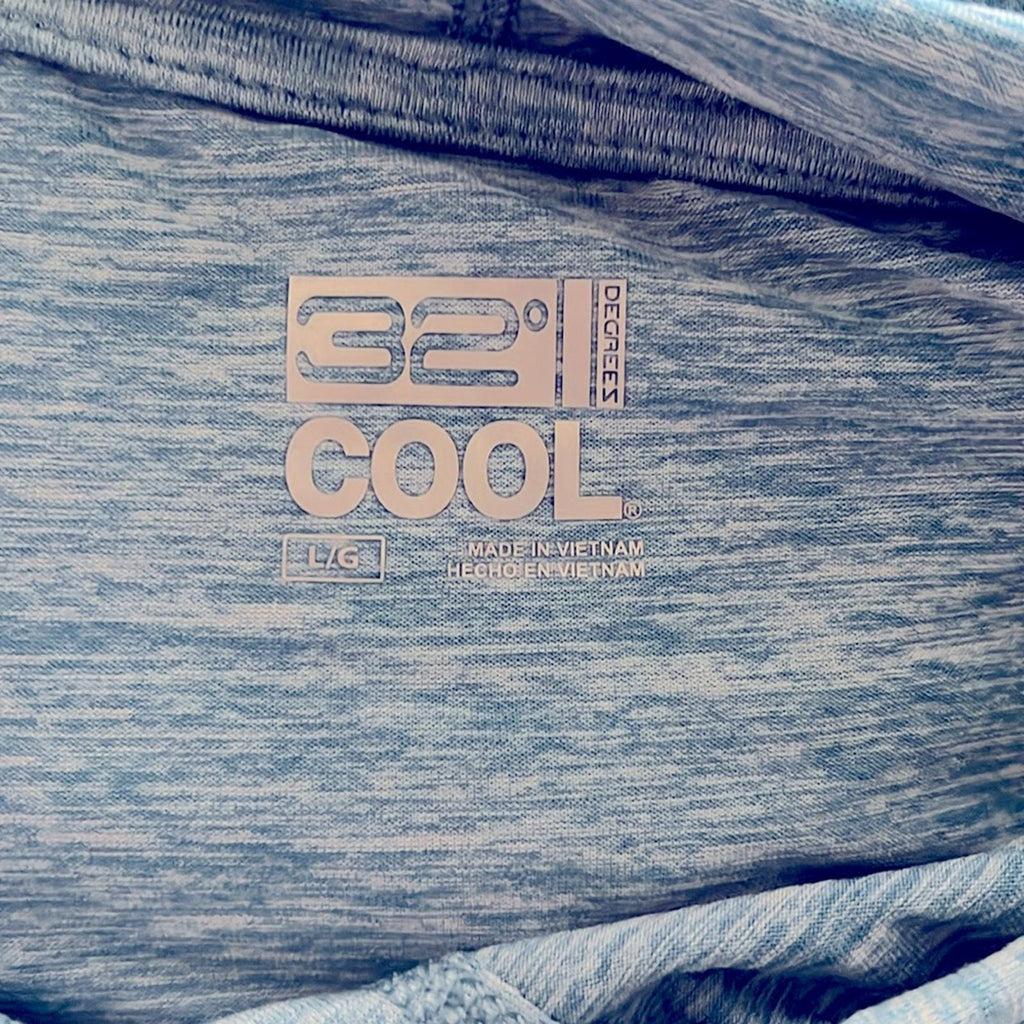32 Degrees Men's Cool Long Sleeve Hooded T-Shirt in Heather Blue, NWT, Size L