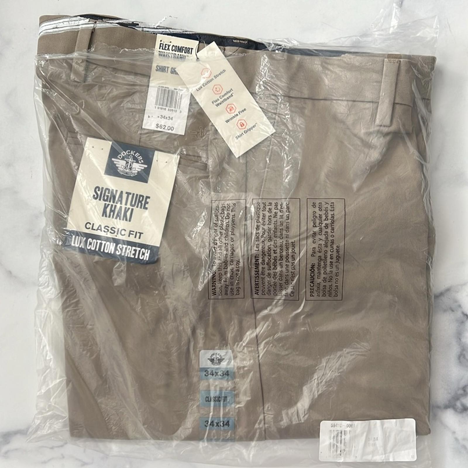 Dockers Classic Fit Signature Khaki Lux Cotton Stretch Pants, NWT, Size 34 X 34