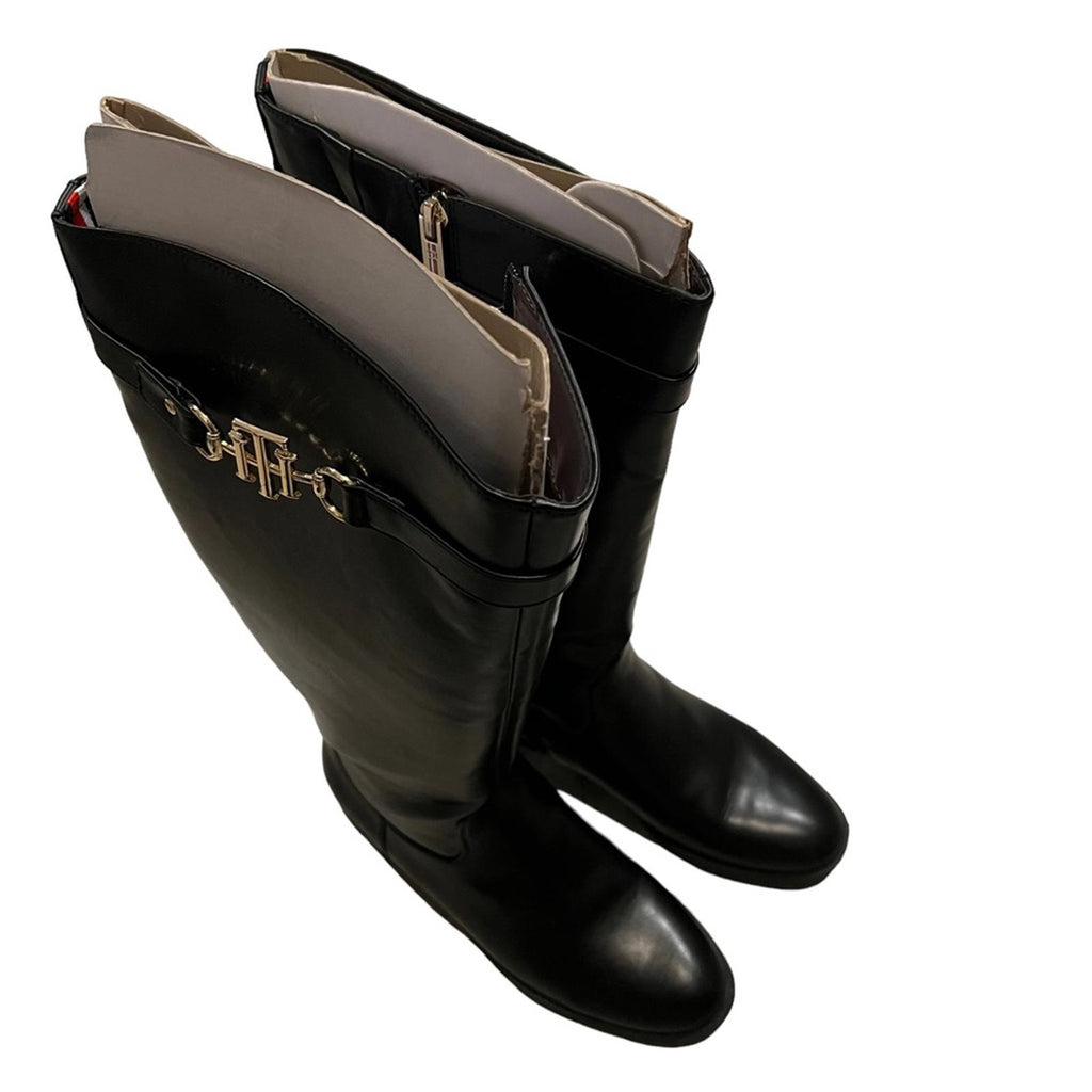 Tommy Hilfiger Inezy Riding Boots, Black Size 8.5 in Original Box Retail $149.50