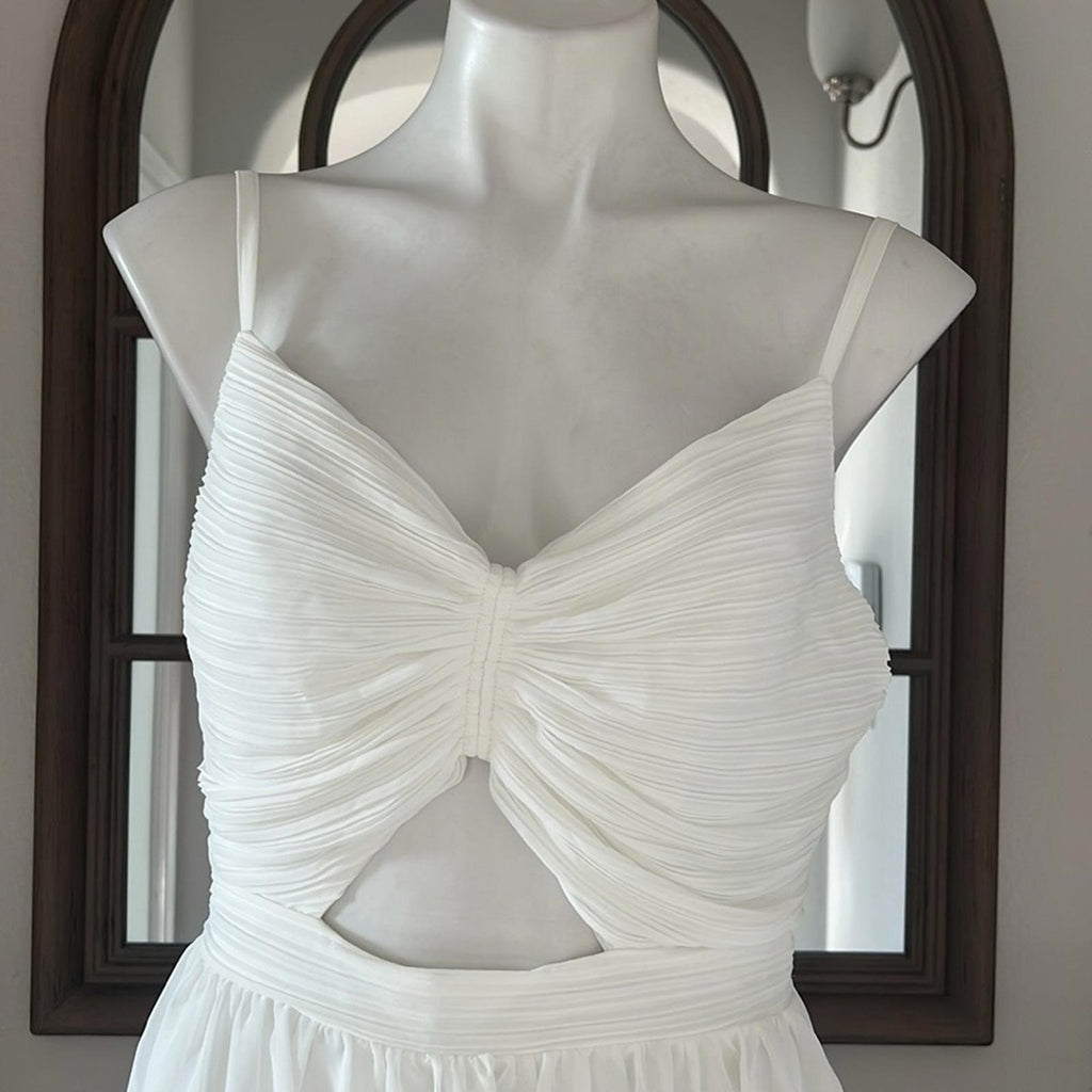 Aqua Bloomingdale’s Cutout Tiered Gown in Off White, Size S New 4 New w/Tag $298